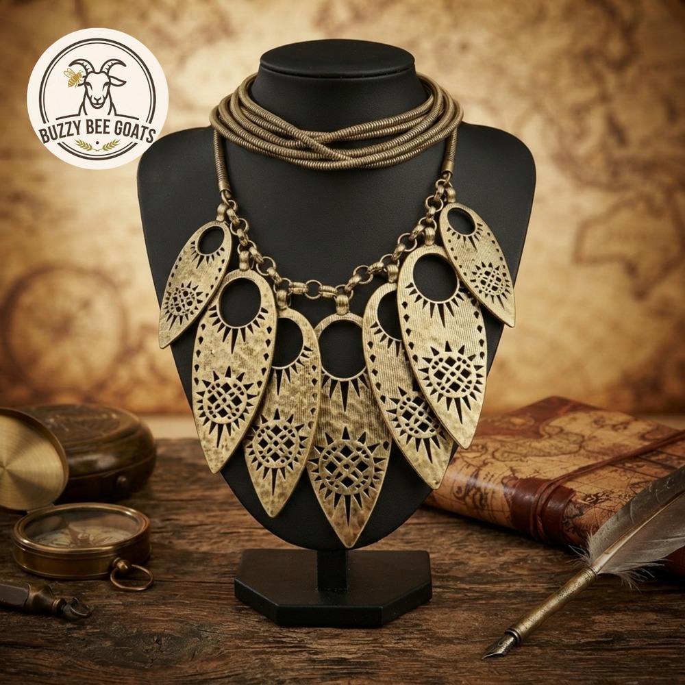 Boho Leaf Statement Necklace Multi-Strand Chain Gold Tone Festival Jewelry New